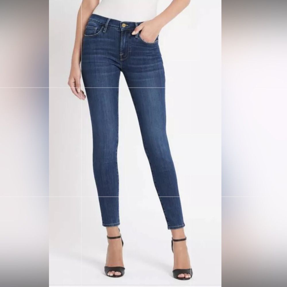 Frame Denim Women’s Dark Prescott Wash Ali High Rise Cigarette Jeans Sz 28